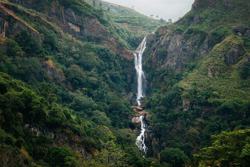 A mist-veiled mountain waterfall in Sri Lanka, by Rajiv CG